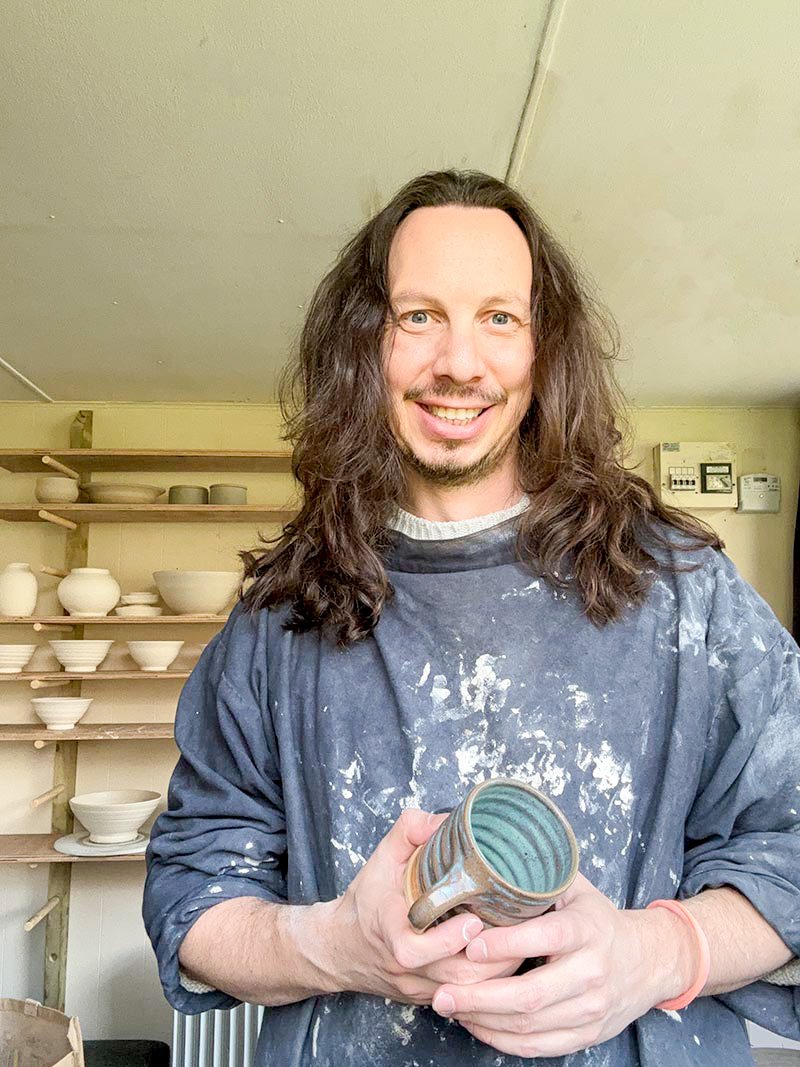 Erik Lang, ceramic artist, in his Highland studio